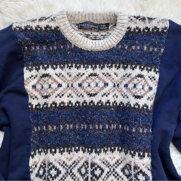 Vintage Upcycled Peter England Knit Sweater with Modern Sleeves - Picture 5 of 5